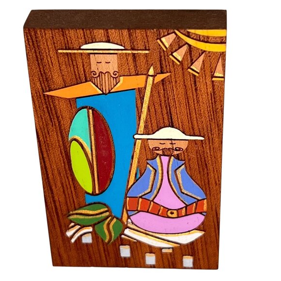 Lesodi Puerto Rican Art Hand Painted Wooden Set Of 3 Angel Church Colorful - Picture 3 of 13